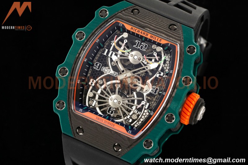 Richard Mille - RM021-02 Tourbillon CF/RU Green Black Skeleton RMF Tourb