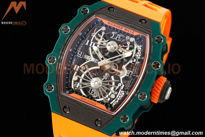 Richard Mille - RM021-02 Tourbillon CF/RU Green Orange Skeleton RMF Tourb