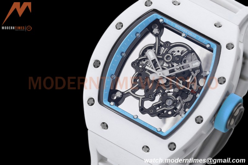 Richard Mille - RM055 Bubba Watson White CER/RU Blue Skeleton BBRF RMUL2