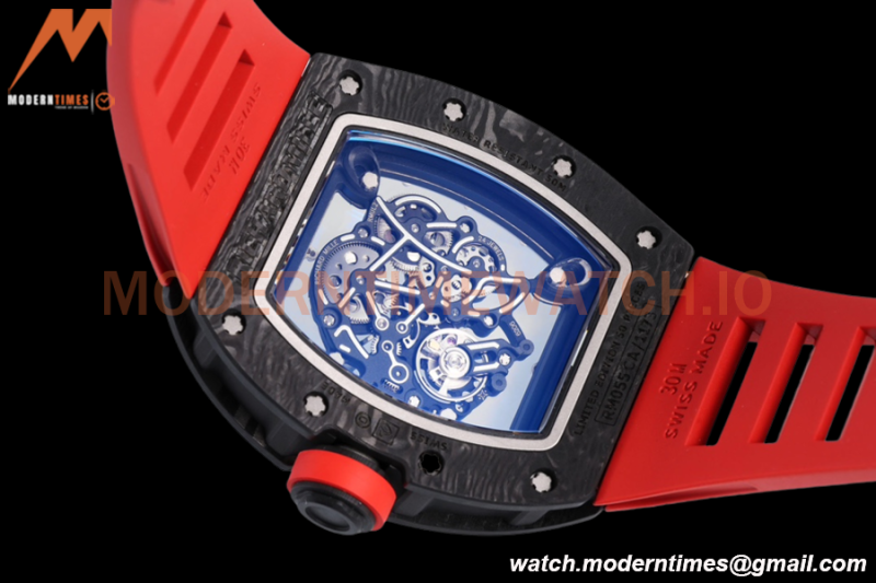 Richard Mille - RM055 Bubba Watson Black NTPT/RU Blk/Red/White Rehaut Skeleton ZF RMUL2