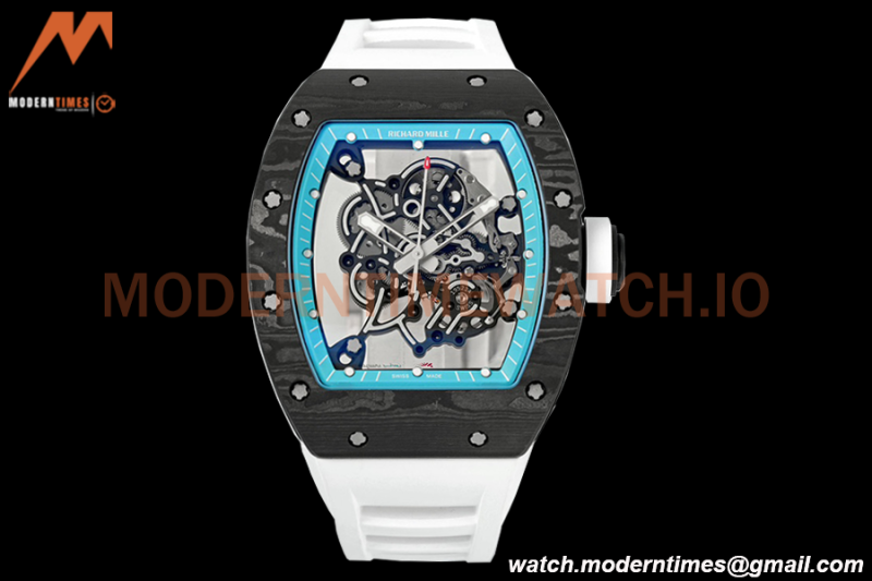 Richard Mille - RM055 Bubba Watson Black NTPT/RU Wht/Blue Rehaut Skeleton ZF RMUL2