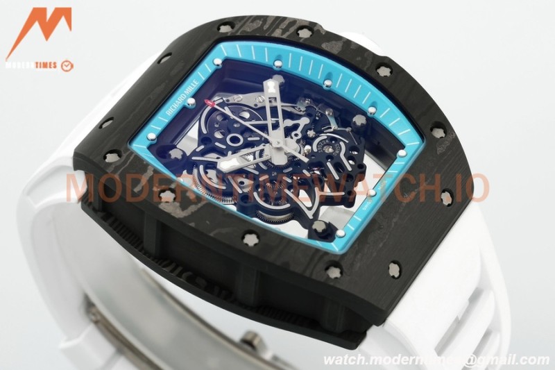 Richard Mille - RM055 Bubba Watson Black NTPT/RU Wht/Blue Rehaut Skeleton ZF RMUL2