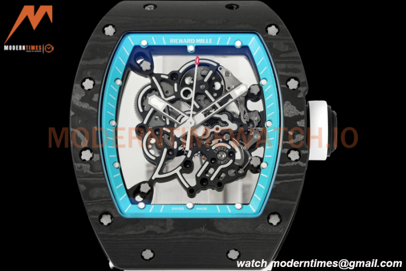 Richard Mille - RM055 Bubba Watson Black NTPT/RU Wht/Blue Rehaut Skeleton ZF RMUL2