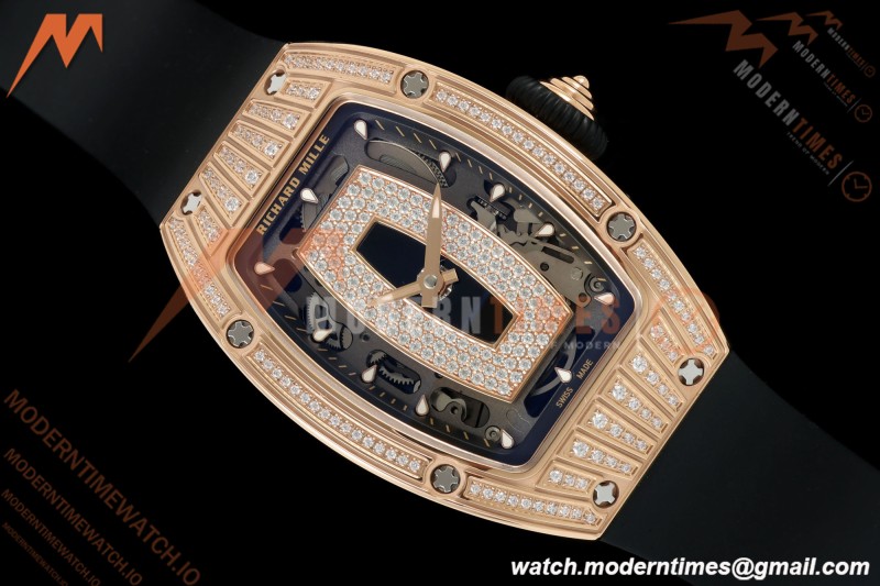 Richard Mille - RM07-01 Ladies Rose Gold Diamond BLK/RU Black Lips ZF Asian CRMA2