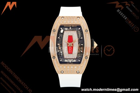 Richard Mille - RM07-01 Damen Roségold Diamant WHT/RU Rote Lippen ZF Asiatisch CRMA2 | 리차드 밀 - RM07-01 레이디스 로즈 골드 다이아몬드 화이트/러시안블루 레드 립스 ZF 아시안 CRMA2