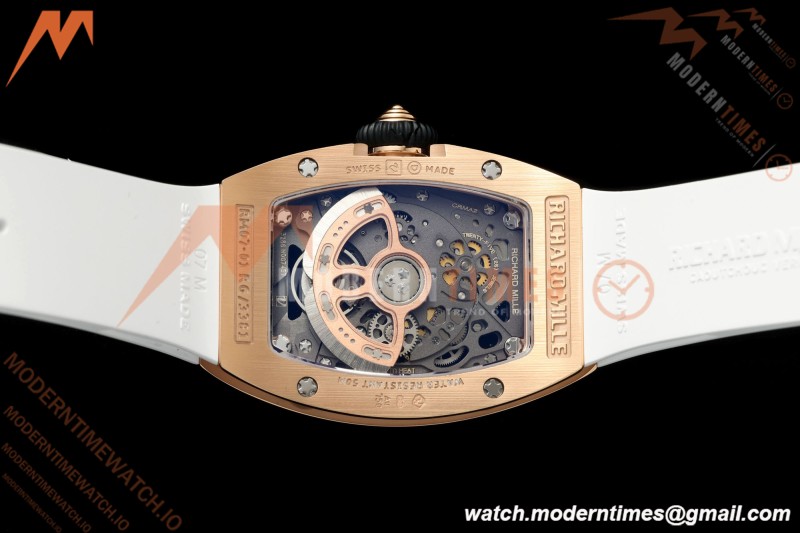 Richard Mille - RM07-01 Damen Roségold Diamant WHT/RU Rote Lippen ZF Asiatisch CRMA2 | 리차드 밀 - RM07-01 레이디스 로즈 골드 다이아몬드 화이트/러시안블루 레드 립스 ZF 아시안 CRMA2
