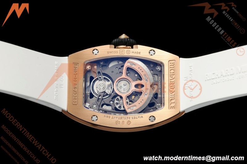 Richard Mille - RM07-01 Damen Roségold Diamant WHT/RU Rote Lippen ZF Asiatisch CRMA2 | 리차드 밀 - RM07-01 레이디스 로즈 골드 다이아몬드 화이트/러시안블루 레드 립스 ZF 아시안 CRMA2