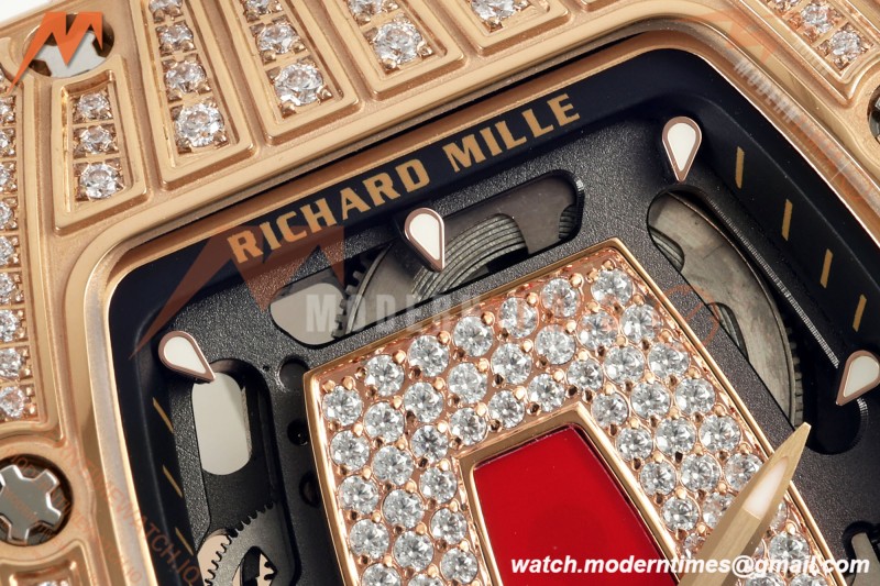 Richard Mille - RM07-01 Damen Roségold Diamant WHT/RU Rote Lippen ZF Asiatisch CRMA2 | 리차드 밀 - RM07-01 레이디스 로즈 골드 다이아몬드 화이트/러시안블루 레드 립스 ZF 아시안 CRMA2