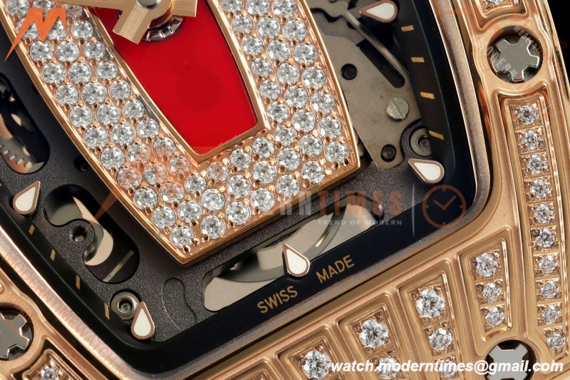 Richard Mille - RM07-01 Damen Roségold Diamant WHT/RU Rote Lippen ZF Asiatisch CRMA2 | 리차드 밀 - RM07-01 레이디스 로즈 골드 다이아몬드 화이트/러시안블루 레드 립스 ZF 아시안 CRMA2