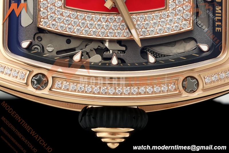 Richard Mille - RM07-01 Damen Roségold Diamant WHT/RU Rote Lippen ZF Asiatisch CRMA2 | 리차드 밀 - RM07-01 레이디스 로즈 골드 다이아몬드 화이트/러시안블루 레드 립스 ZF 아시안 CRMA2