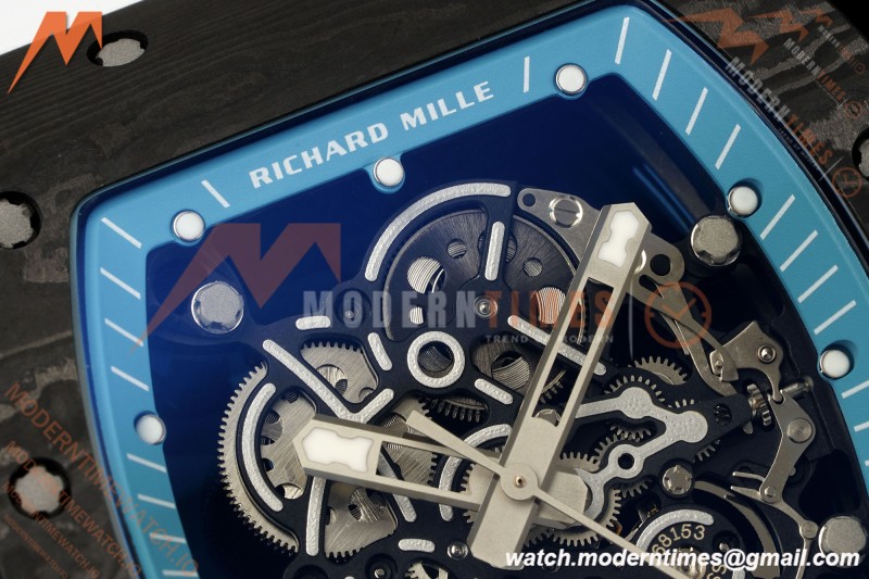 Richard Mille - RM055 Yas Marina Circuit White NTPT/RU Blue Rehaut Skeleton KVF RMUL2