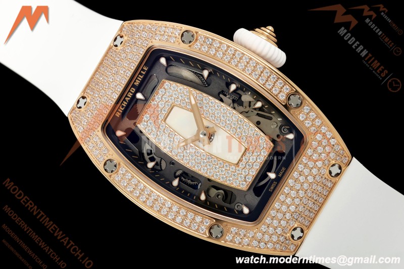 Richard Mille - RM07-01 Rose Gold Snow Set Diamond Wht/RU White Mop ZF Asian CRMA2