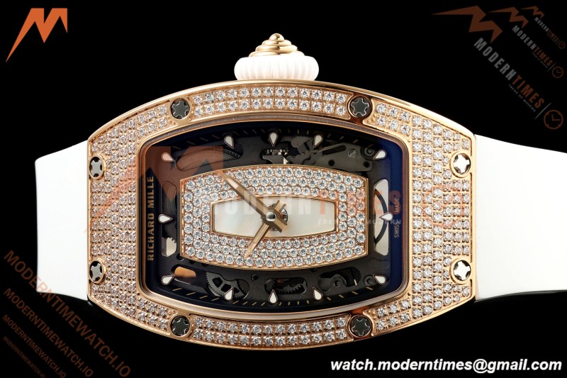 Richard Mille - RM07-01 Rose Gold Snow Set Diamond Wht/RU White Mop ZF Asian CRMA2
