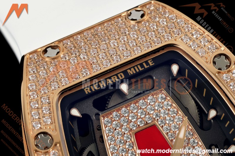 Richard Mille - RM07-01 Rose Gold Snow Set Diamond Wht/RU Red Lips ZF Asian CRMA2