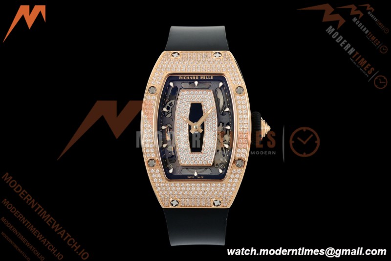 Richard Mille - RM07-01 Rose Gold Snow Set Diamond Blk/RU Black Onyx ZF Asian CRMA2