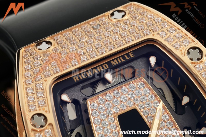 Richard Mille - RM07-01 Rose Gold Snow Set Diamond Blk/RU Black Onyx ZF Asian CRMA2
