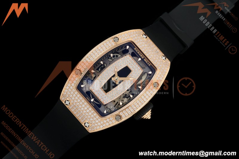 Richard Mille - RM07-01 Rose Gold Snow Set Diamond Blk/RU Black Onyx ZF Asian CRMA2