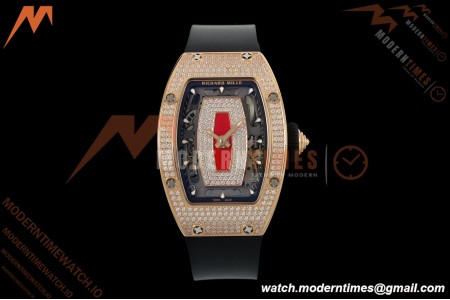 Richard Mille - RM07-01 Rose Gold Snow Set Diamond Blk/RU Red Lips ZF Asian CRMA2