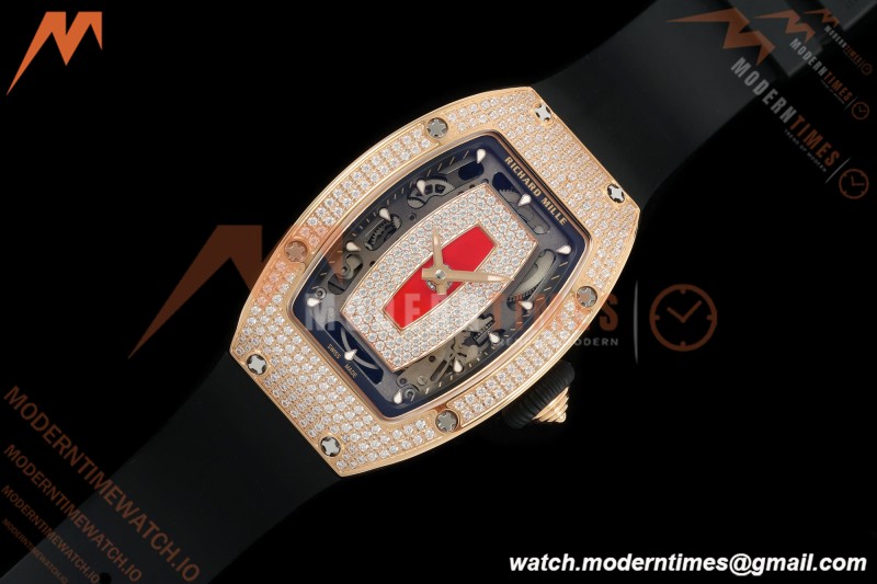 Richard Mille - RM07-01 Rose Gold Snow Set Diamond Blk/RU Red Lips ZF Asian CRMA2