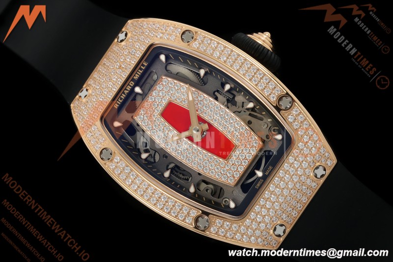 Richard Mille - RM07-01 Rose Gold Snow Set Diamond Blk/RU Red Lips ZF Asian CRMA2