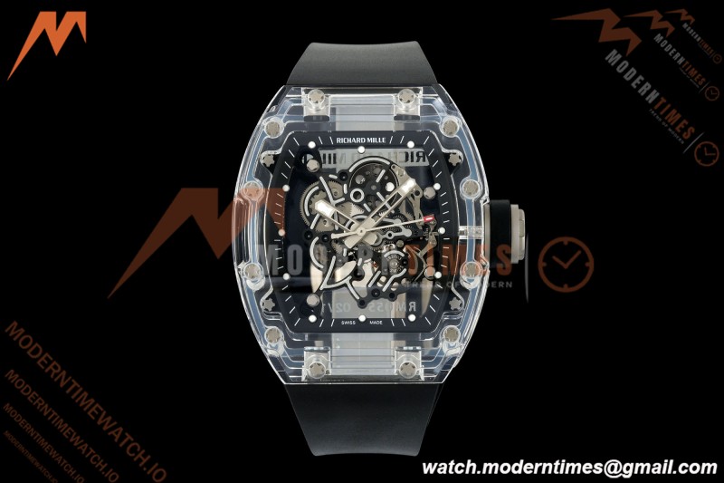 Richard Mille - RM055 AET Remould Transparent Crystal Black Strap Black Rehaut Skeleton SONIC RMUL2 | 리차드 밀 - RM055 AET 리몰드 투명 크리스털 블랙 스트랩 블랙 르호 스켈레톤 소닉 RMUL2