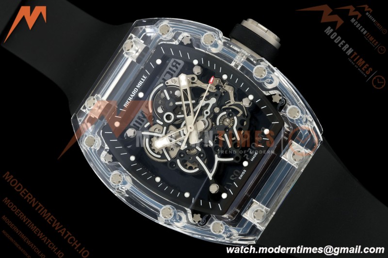 Richard Mille - RM055 AET Remould Transparent Crystal Black Strap Black Rehaut Skeleton SONIC RMUL2 | 리차드 밀 - RM055 AET 리몰드 투명 크리스털 블랙 스트랩 블랙 르호 스켈레톤 소닉 RMUL2