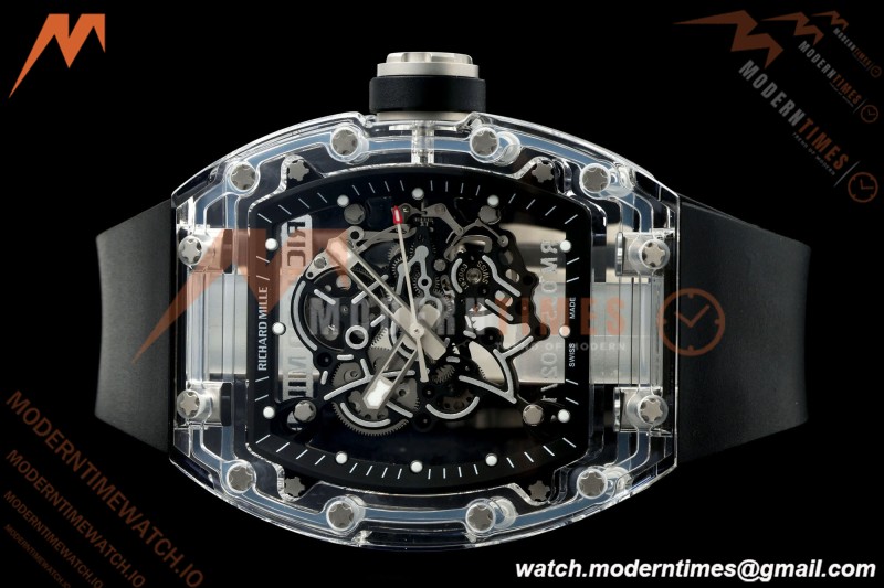 Richard Mille - RM055 AET Remould Transparent Crystal Black Strap Black Rehaut Skeleton SONIC RMUL2 | 리차드 밀 - RM055 AET 리몰드 투명 크리스털 블랙 스트랩 블랙 르호 스켈레톤 소닉 RMUL2