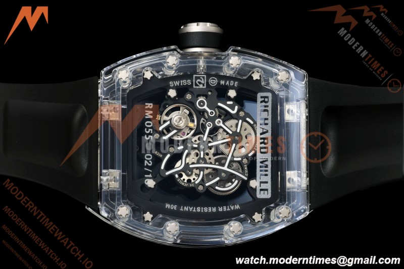 Richard Mille - RM055 AET Remould Transparent Crystal Black Strap Black Rehaut Skeleton SONIC RMUL2 | 리차드 밀 - RM055 AET 리몰드 투명 크리스털 블랙 스트랩 블랙 르호 스켈레톤 소닉 RMUL2