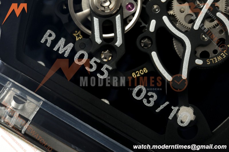 Richard Mille - RM055 AET Remould Transparent Crystal White Strap White Rehaut Skeleton SONIC RMUL2