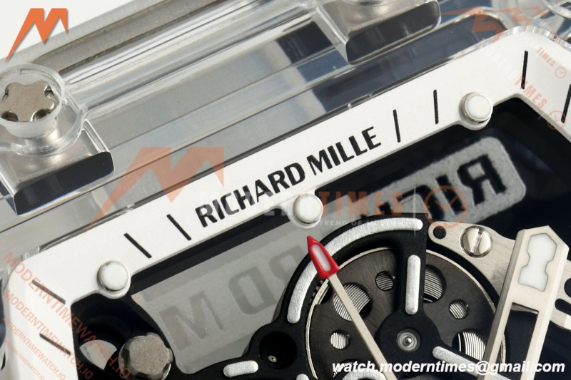 Richard Mille - RM055 AET Remould Transparent Crystal White Strap White Rehaut Skeleton SONIC RMUL2