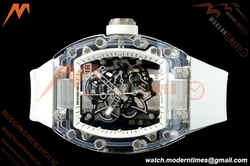 Richard Mille - RM055 AET Remould Transparent Crystal White Strap White Rehaut Skeleton SONIC RMUL2
