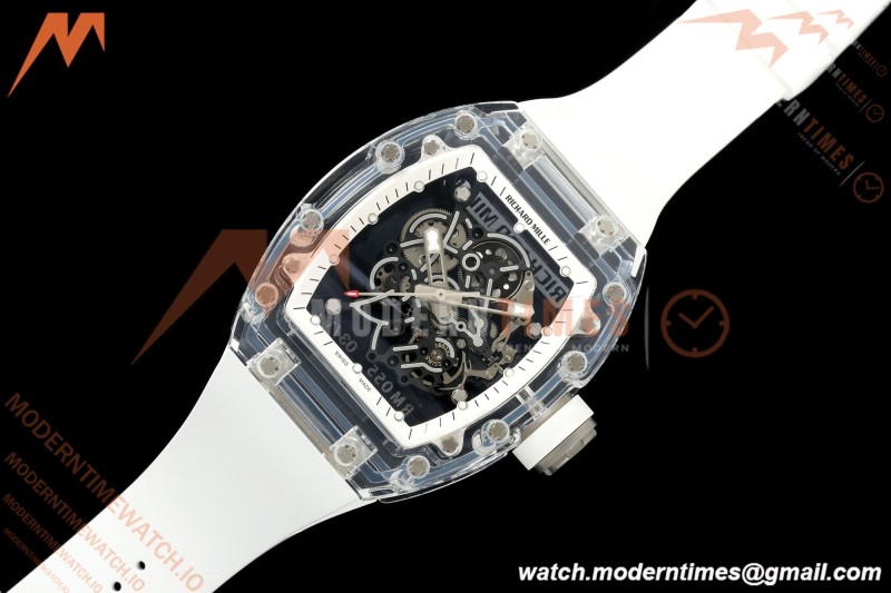 Richard Mille - RM055 AET Remould Transparent Crystal White Strap White Rehaut Skeleton SONIC RMUL2