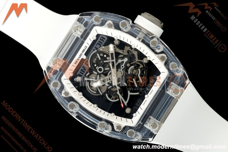 Richard Mille - RM055 AET Remould Transparent Crystal White Strap White Rehaut Skeleton SONIC RMUL2