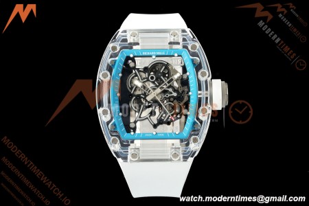 Richard Mille - RM055 AET Remould Transparent Crystal White Strap Blue Rehaut Skeleton SONIC RMUL2 | 리차드 밀 - RM055 AET 리몰드 투명 크리스털 화이트 스트랩 블루 르호 스켈레톤 소닉 RMUL2