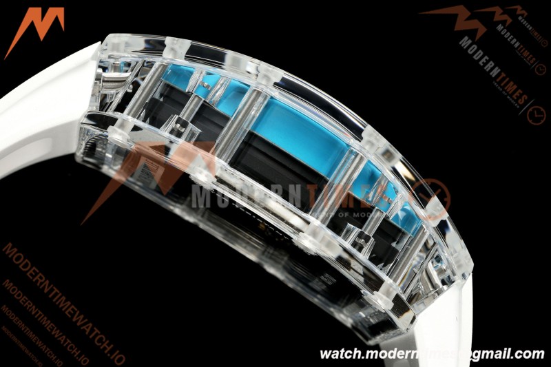 Richard Mille - RM055 AET Remould Transparent Crystal White Strap Blue Rehaut Skeleton SONIC RMUL2