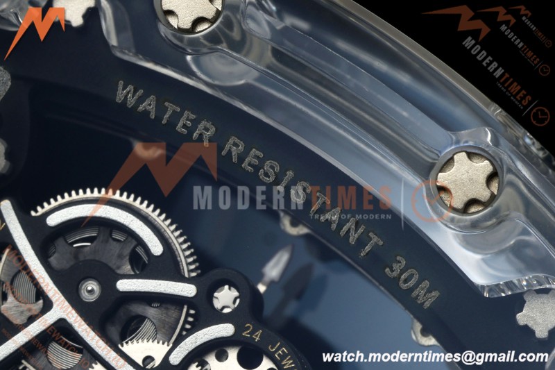 Richard Mille - RM055 AET Remould Transparent Crystal White Strap Blue Rehaut Skeleton SONIC RMUL2