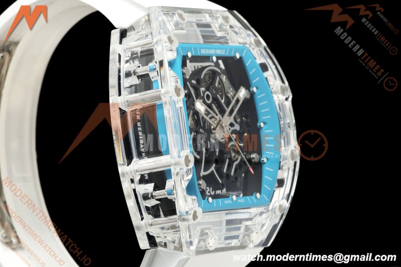 Richard Mille - RM055 AET Remould Transparent Crystal White Strap Blue Rehaut Skeleton SONIC RMUL2