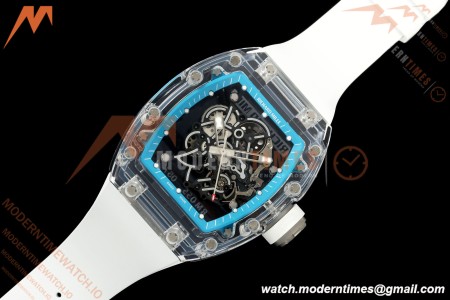 Richard Mille - RM055 AET Remould Transparent Crystal White Strap Blue Rehaut Skeleton SONIC RMUL2 | 리차드 밀 - RM055 AET 리몰드 투명 크리스털 화이트 스트랩 블루 르호 스켈레톤 소닉 RMUL2