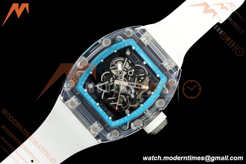 Richard Mille - RM055 AET Remould Transparent Crystal White Strap Blue Rehaut Skeleton SONIC RMUL2