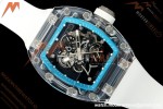 Richard Mille - RM055 AET Remould Transparent Crystal White Strap Blue Rehaut Skeleton SONIC RMUL2