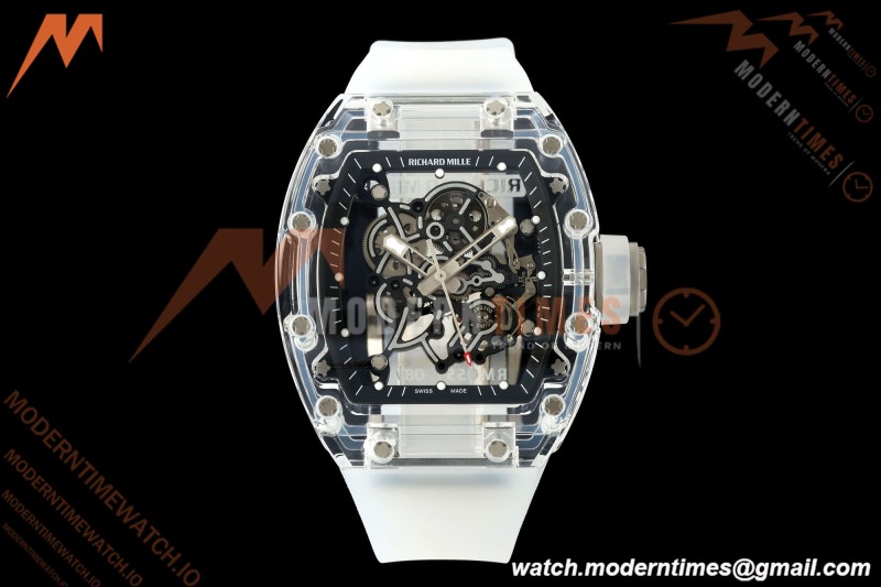 Richard Mille - RM055 AET Remould Transparent Crystal Transparent Strap Black Rehaut Skeleton SONIC RMUL2