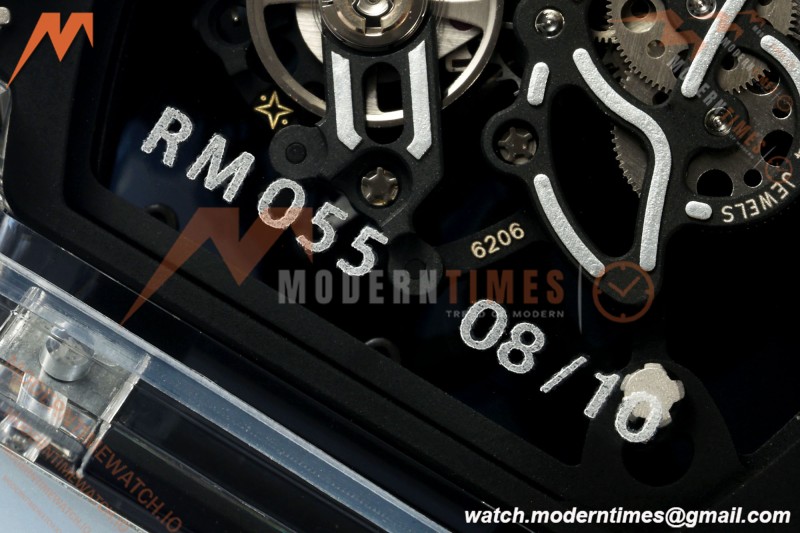 Richard Mille - RM055 AET Remould Transparent Crystal Transparent Strap Black Rehaut Skeleton SONIC RMUL2