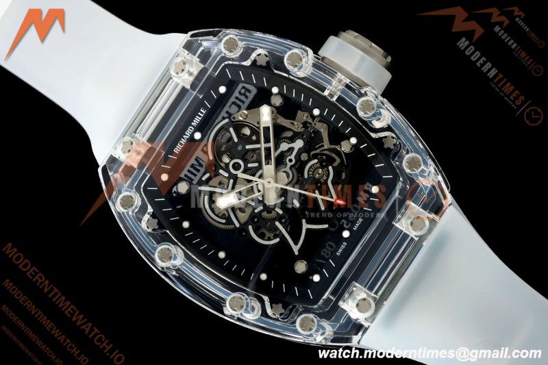 Richard Mille - RM055 AET Remould Transparent Crystal Transparent Strap Black Rehaut Skeleton SONIC RMUL2