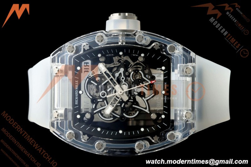 Richard Mille - RM055 AET Remould Transparent Crystal Transparent Strap Black Rehaut Skeleton SONIC RMUL2