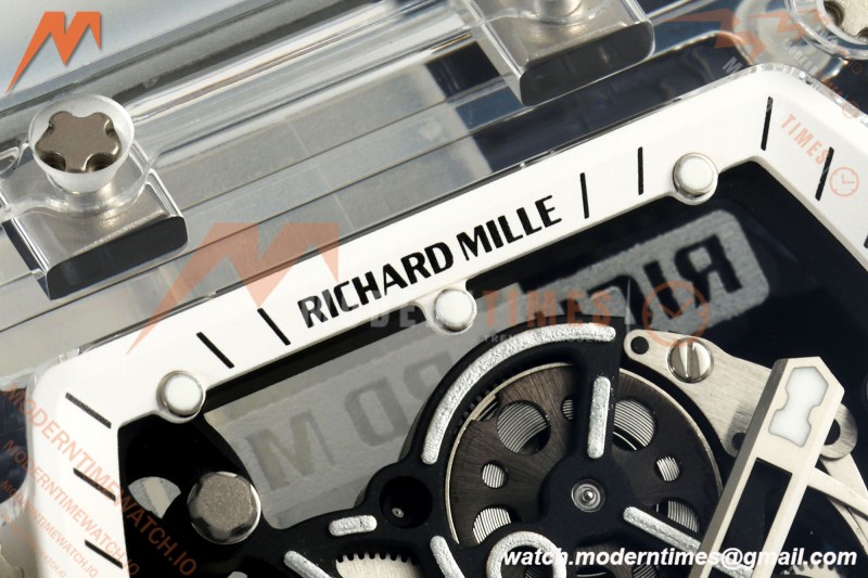 Richard Mille - RM055 AET Remould Transparent Crystal Transparent Strap White Rehaut Skeleton SONIC RMUL2