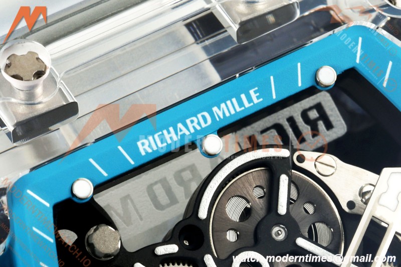 Richard Mille - RM055 AET Remould Transparent Crystal Transparent Strap Blue Rehaut Skeleton SONIC RMUL2