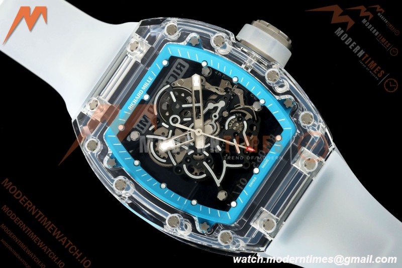 Richard Mille - RM055 AET Remould Transparent Crystal Transparent Strap Blue Rehaut Skeleton SONIC RMUL2
