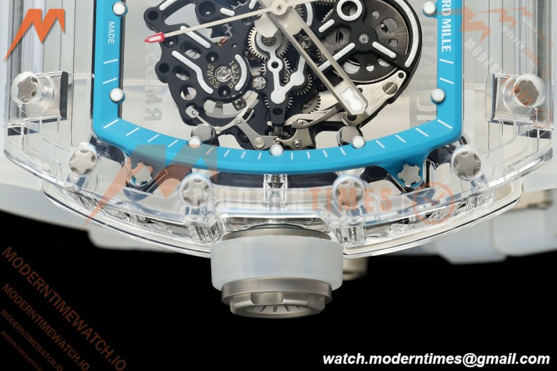 Richard Mille - RM055 AET Remould Transparent Crystal Transparent Strap Blue Rehaut Skeleton SONIC RMUL2