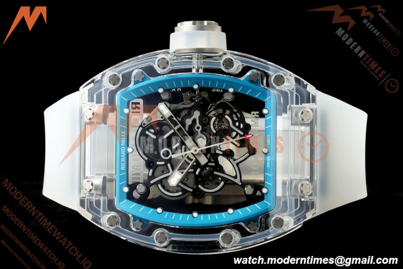 Richard Mille - RM055 AET Remould Transparent Crystal Transparent Strap Blue Rehaut Skeleton SONIC RMUL2