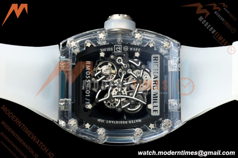 Richard Mille - RM055 AET Remould Transparent Crystal Transparent Strap Blue Rehaut Skeleton SONIC RMUL2
